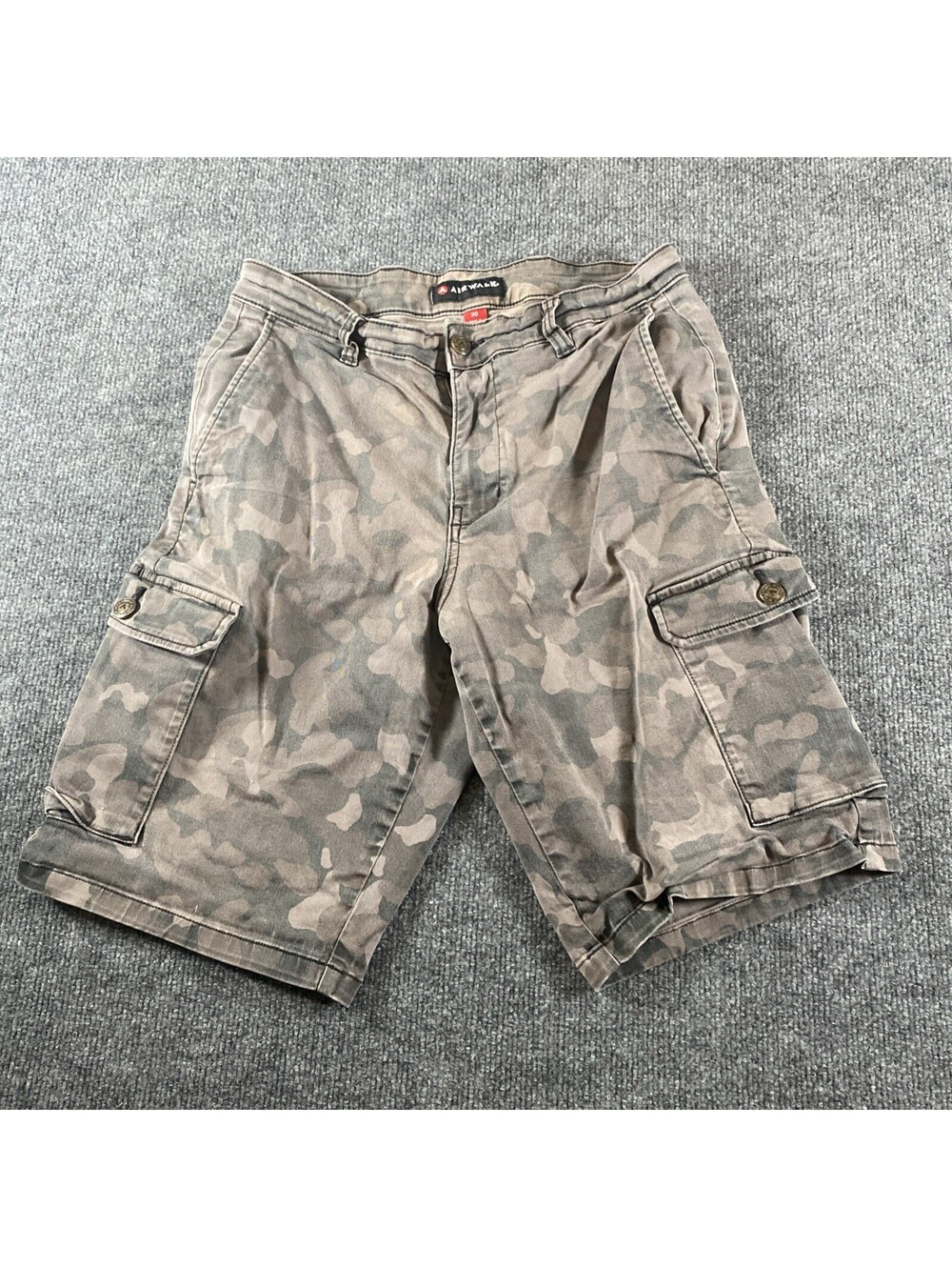 Airwalk Shorts Sz 30 Black Gray Green Urban Camo Skater Street Wear Cargo Y2K Af